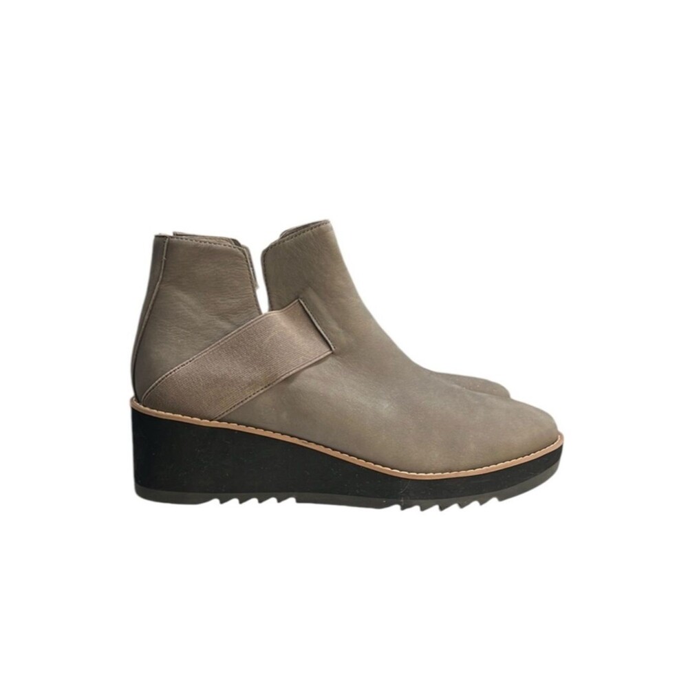Eileen Fisher Lark Leather Chelsea Wedge Boots Size 11